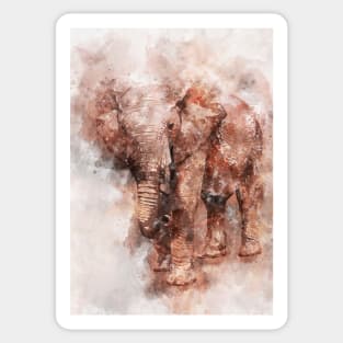 Walking elephant, watercolour painting Sticker